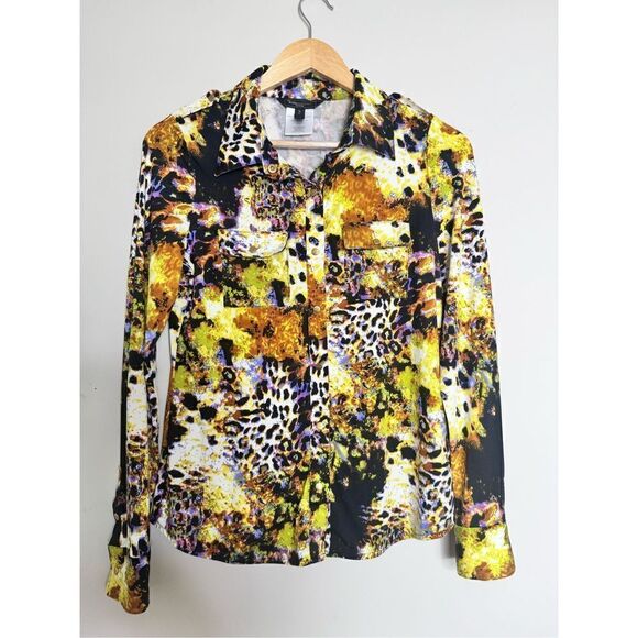 BCBGMAXAZRIA Mystical Leopard Art to Wear Shirt sz PM - Picture 1 of 6